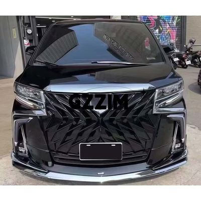 Modified Car Front Bumper Grille Auto Grille Auto Parts Car Grille ABS Plastic Black Gold Version Front Grille for Alphard 2018